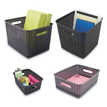 Advantus Weave Bins, 13.63 X 10.75 X 9, Black, 3-pack freeshipping - TVN Wholesale